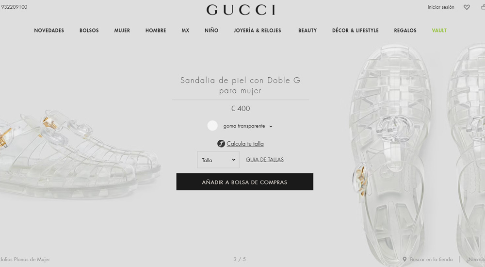 Cangrejera transparente de Gucci