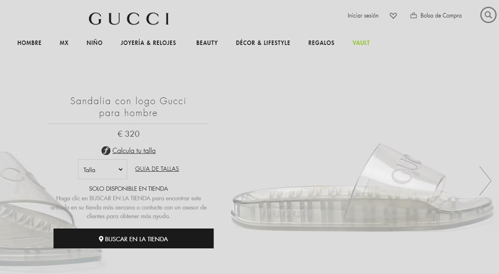sandalia de hombre de Gucci